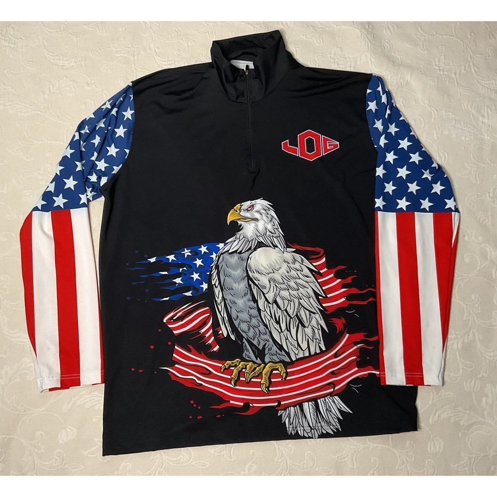 T Shirts‎ Men American Wrestling Long Sleeve Shirt USA Flag Eagle Patriotic 2XL